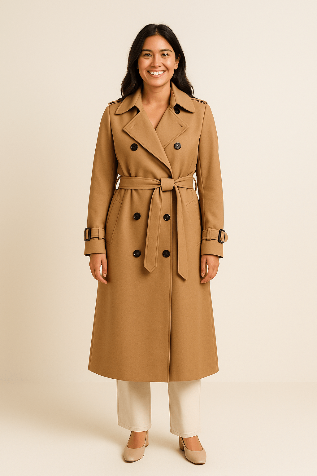Dames Klassieke Trenchcoat - Epauletten en Tailleband - ZAMISI