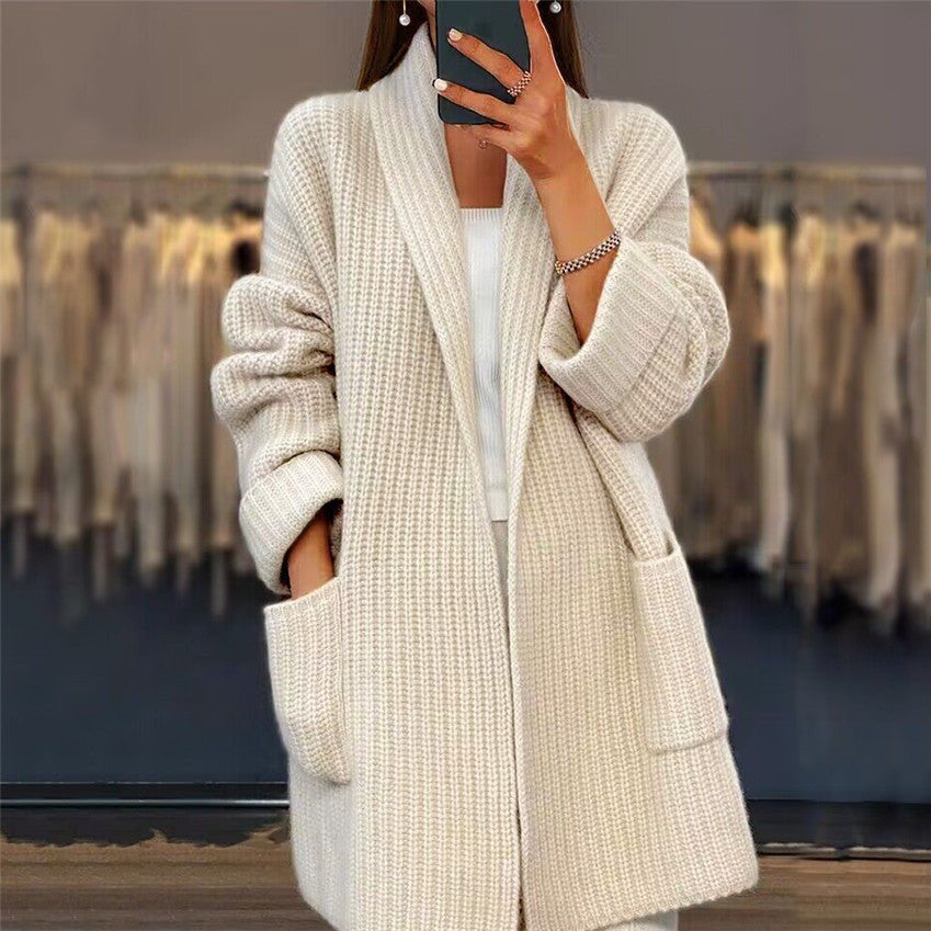 Dames Lange Gebreide Cardigan - Warm en ComfortabelZ - 0251 - ZAMISI