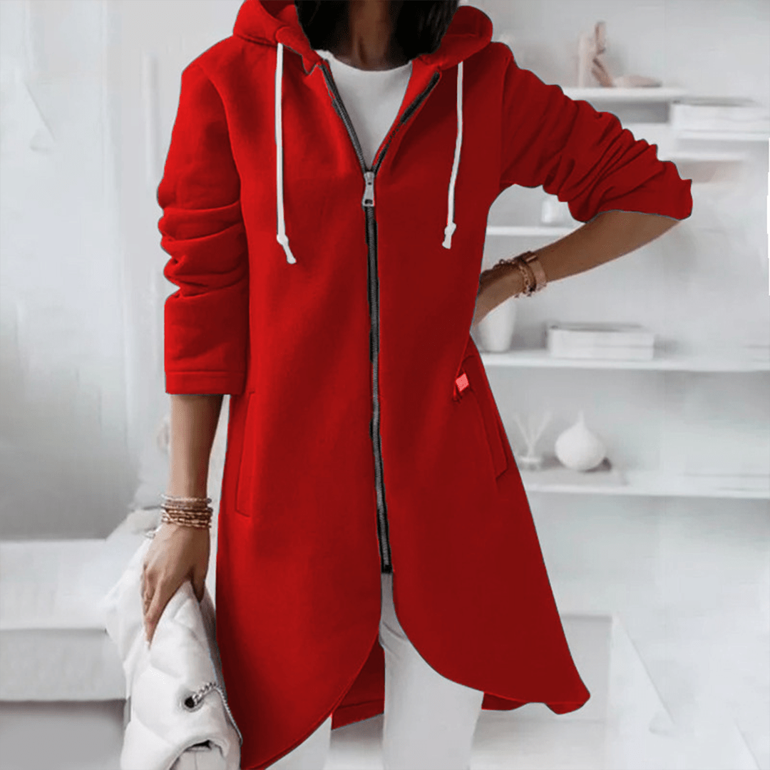 Dames Lange Hoodie - Elegant met RitssluitingZ - 0295 - ZAMISI