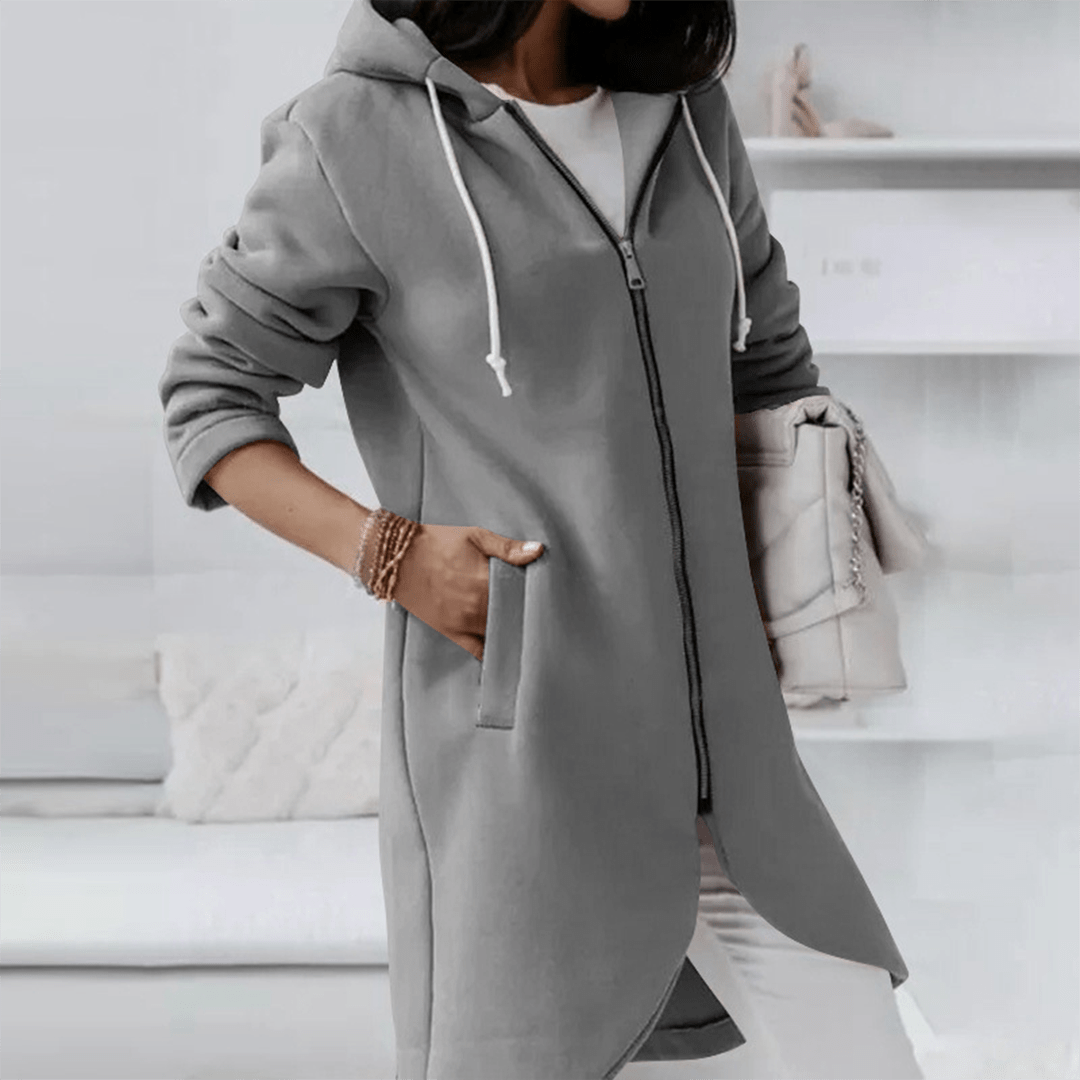 Dames Lange Hoodie - Elegant met RitssluitingZ - 0313 - ZAMISI