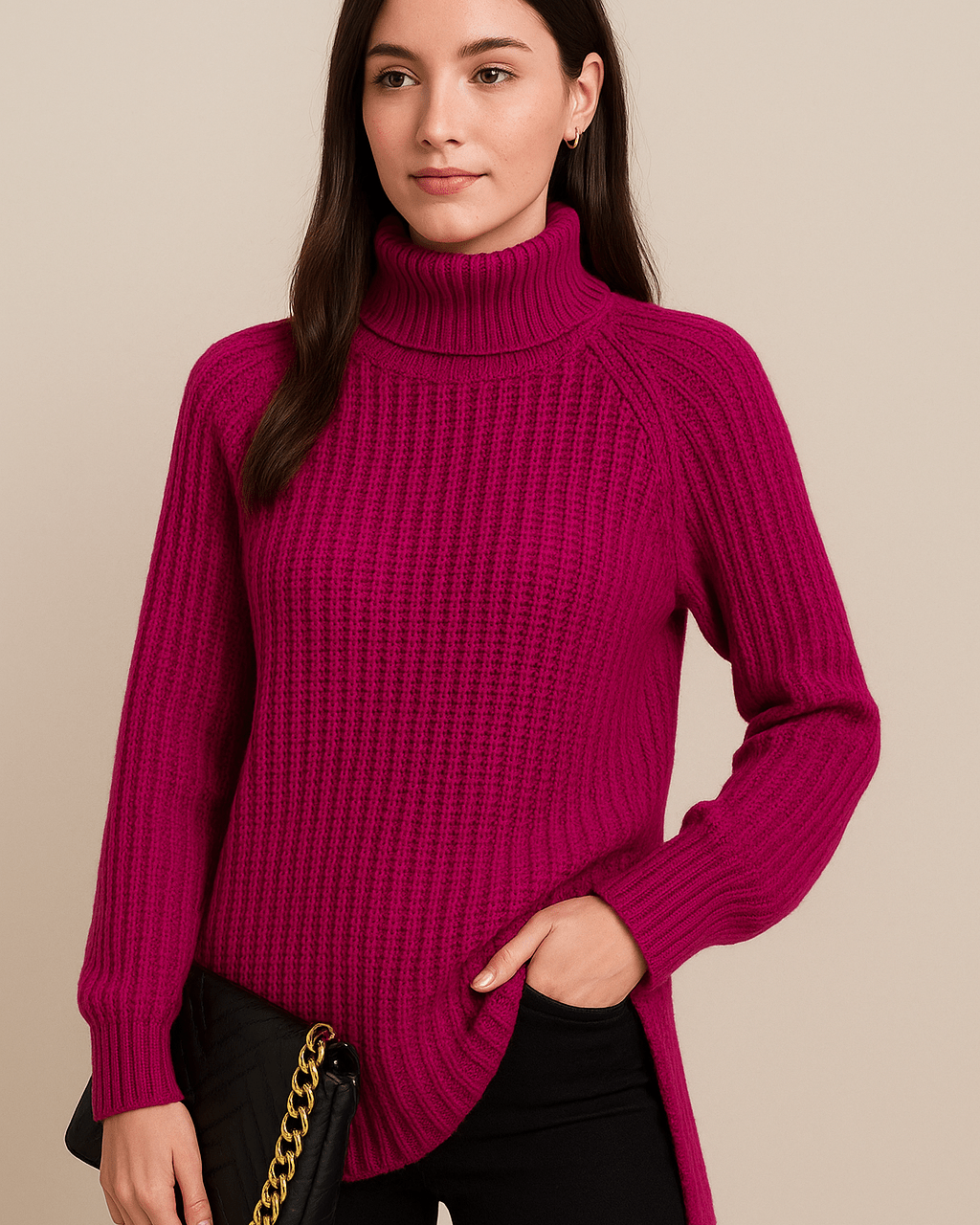 Dames Coltrui - Grof Ribgebreid en Raglanmouwen - ZAMISI