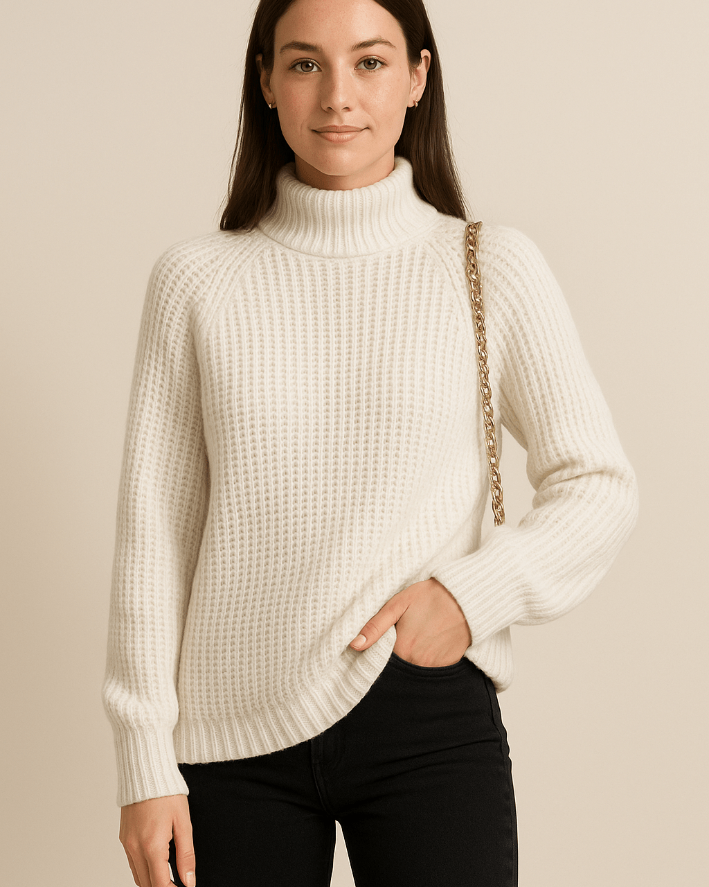 Dames Coltrui - Grof Ribgebreid en Raglanmouwen - ZAMISI