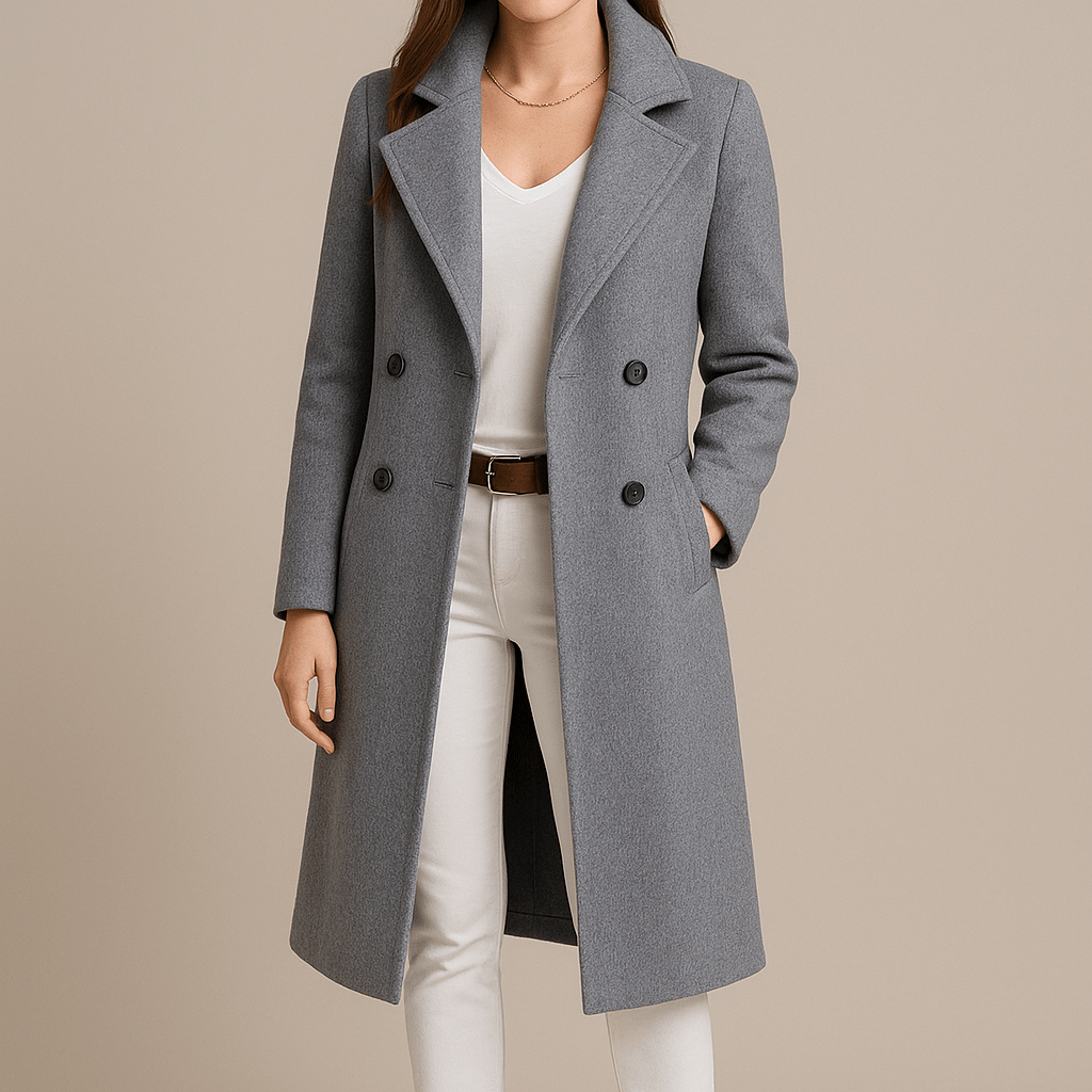 Dames Enkele - Rij Mantel - Brede Reverskraag en Twee - Knoopssluiting - ZAMISI