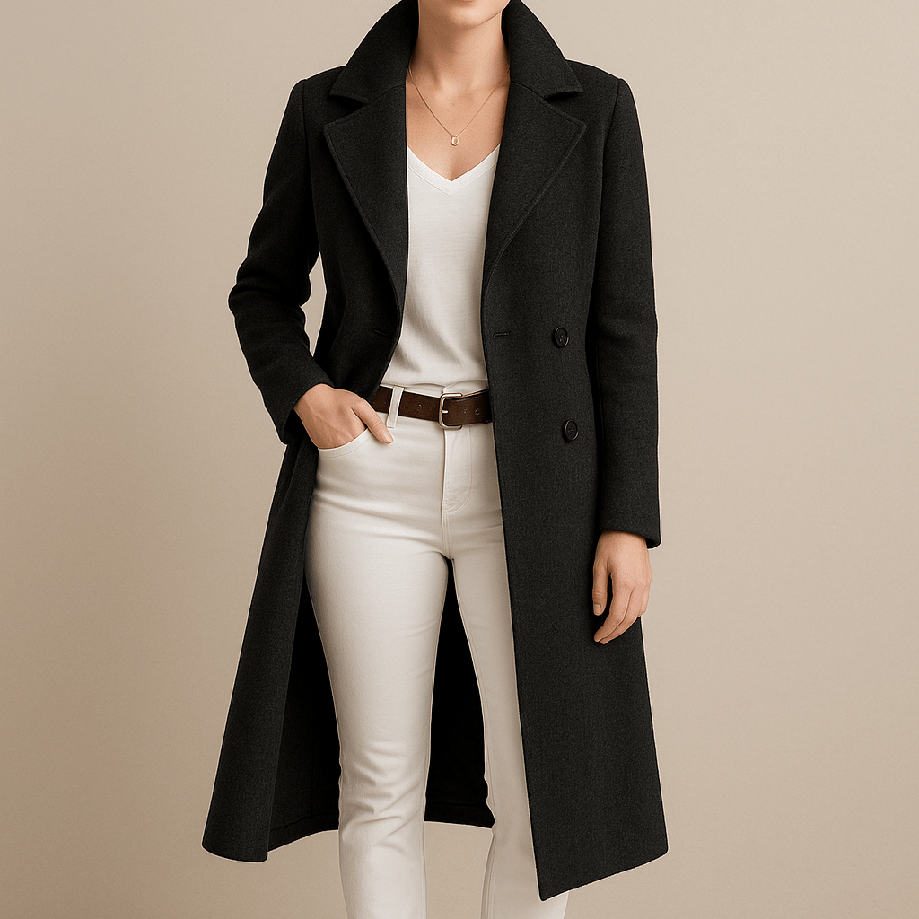 Dames Enkele - Rij Mantel - Brede Reverskraag en Twee - Knoopssluiting - ZAMISI