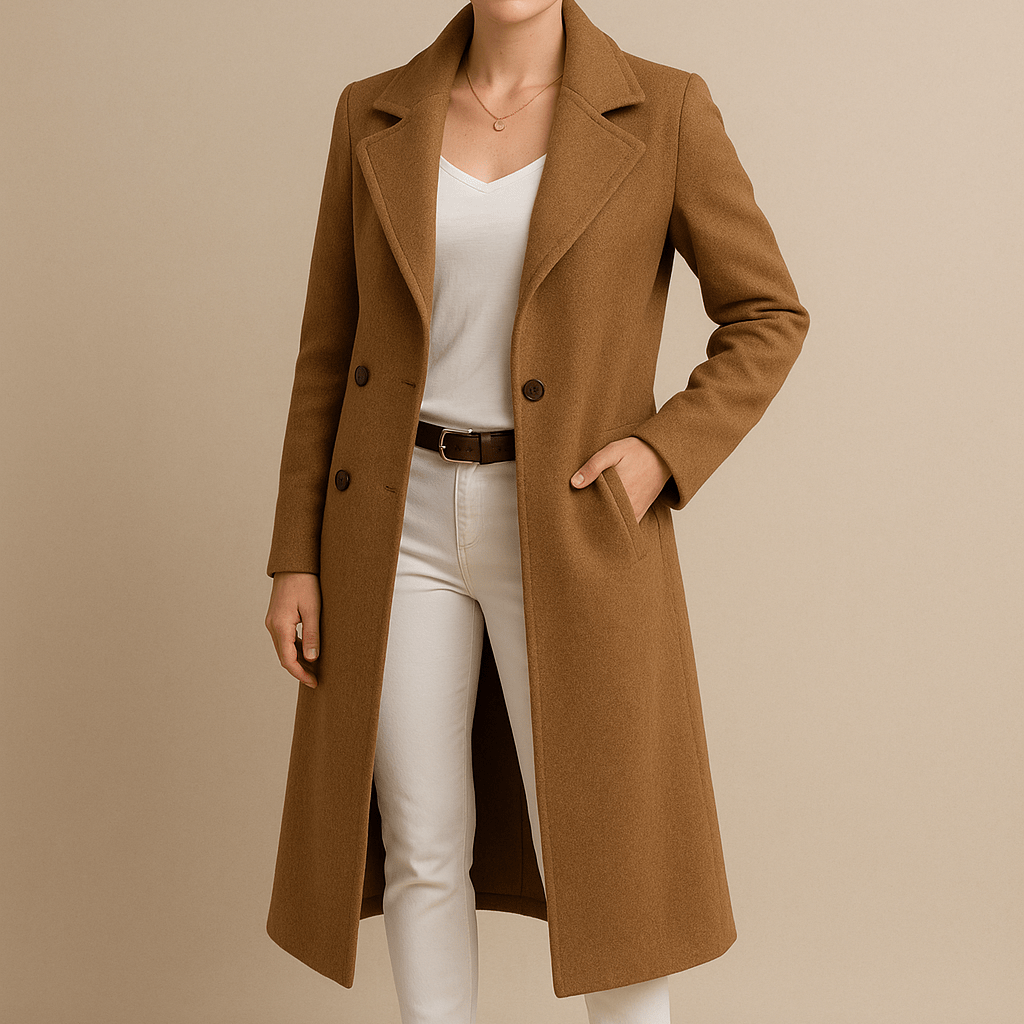 Dames Enkele - Rij Mantel - Brede Reverskraag en Twee - Knoopssluiting - ZAMISI