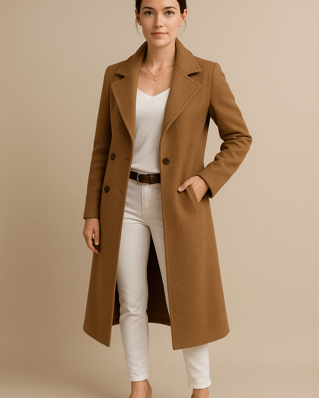 Dames Enkele - Rij Mantel - Brede Reverskraag en Twee - Knoopssluiting - ZAMISI
