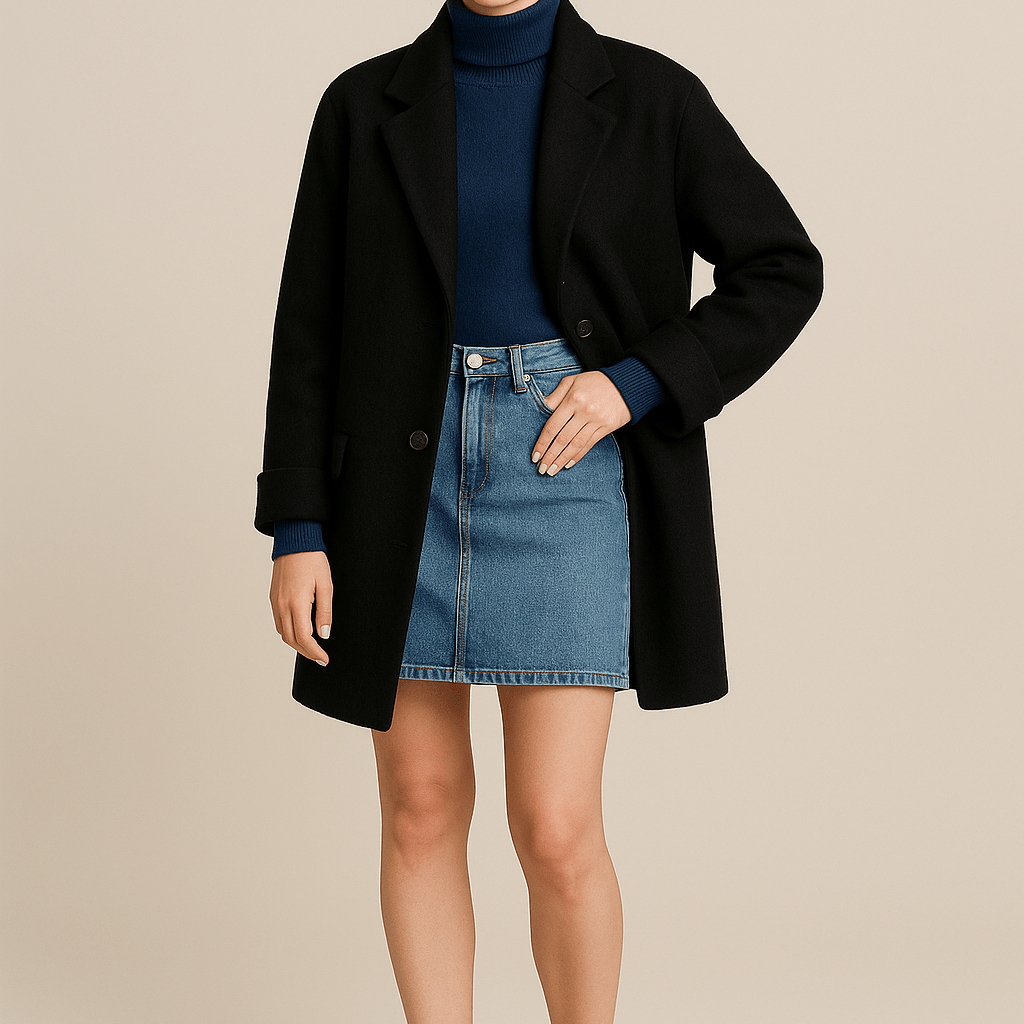 Dames Jas met Relaxte Pasvorm - Reverskraag en Knoopsluiting - ZAMISI