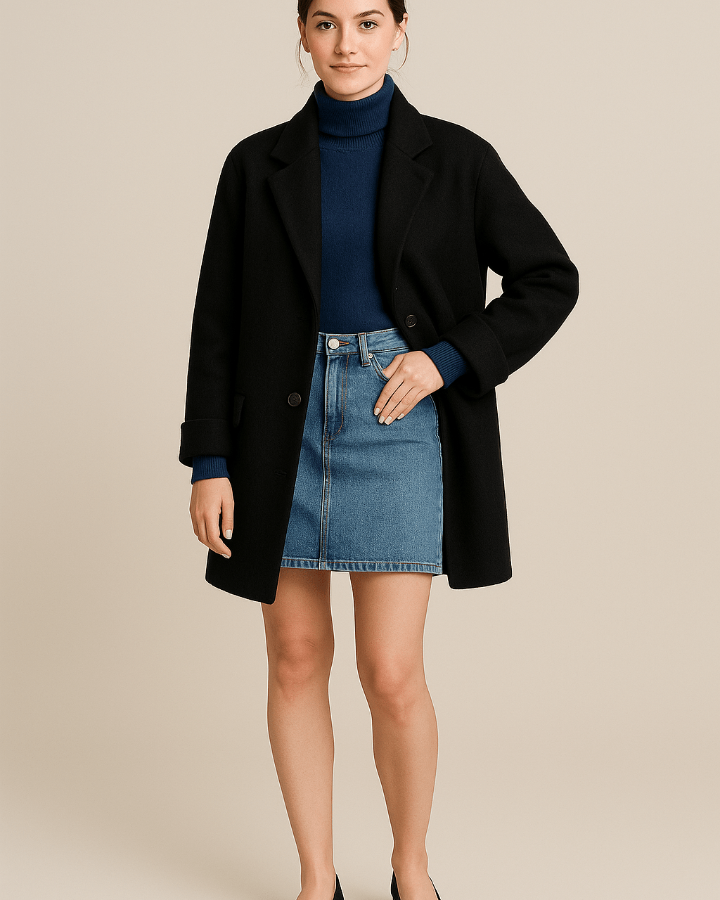 Dames Jas met Relaxte Pasvorm - Reverskraag en Knoopsluiting - ZAMISI