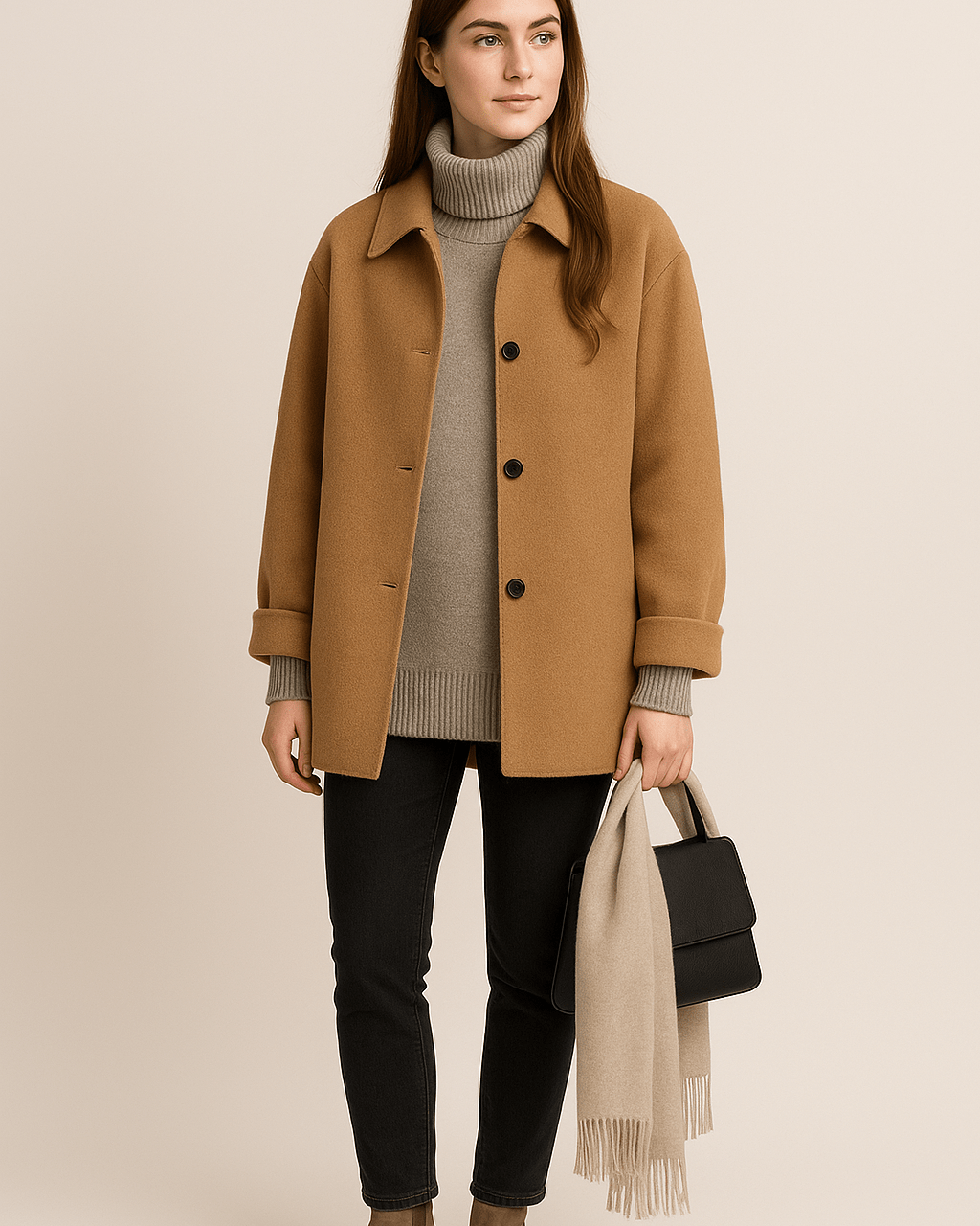 Dames Jas met Relaxte Pasvorm - Reverskraag en Knoopsluiting - ZAMISI