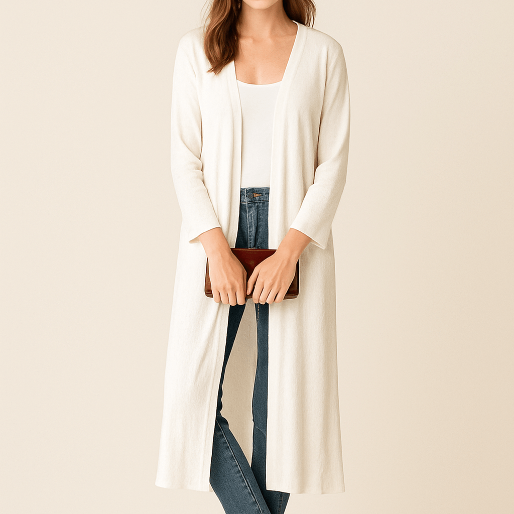 Dames Lang Vest - Open Voorkant en V - Halslijn - ZAMISI