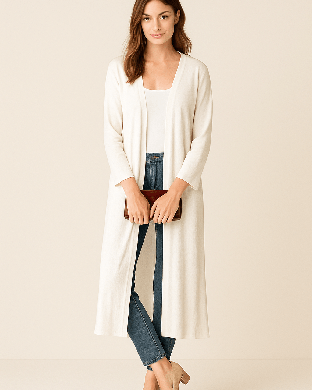 Dames Lang Vest - Open Voorkant en V - Halslijn - ZAMISI