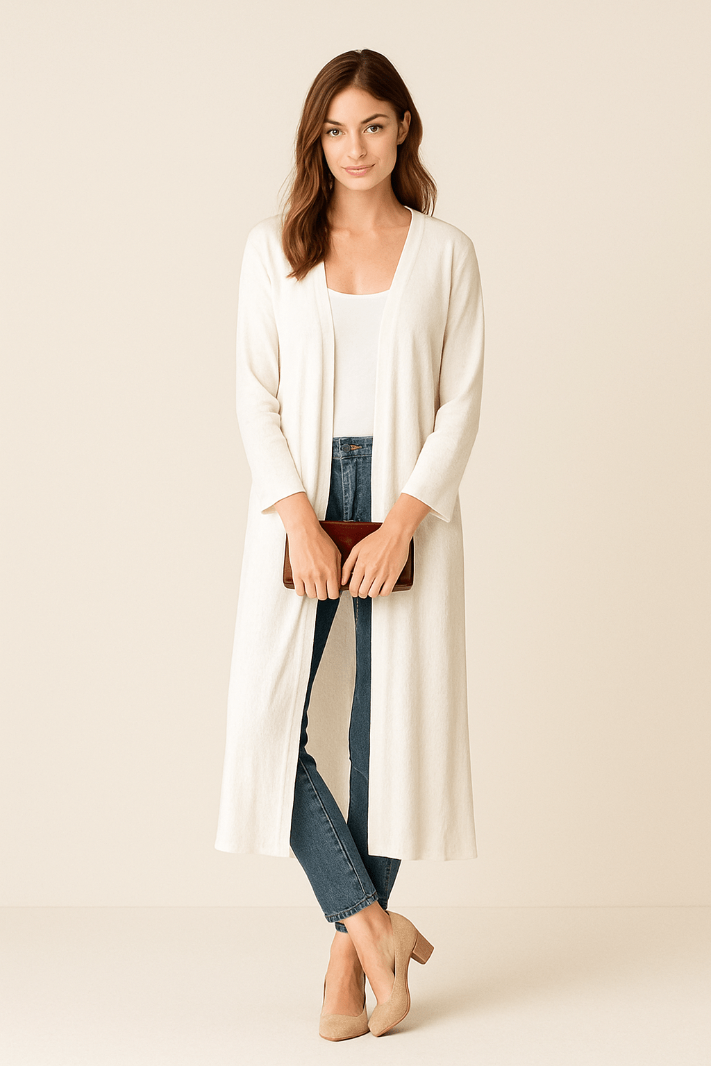 Dames Lang Vest - Open Voorkant en V - Halslijn - ZAMISI