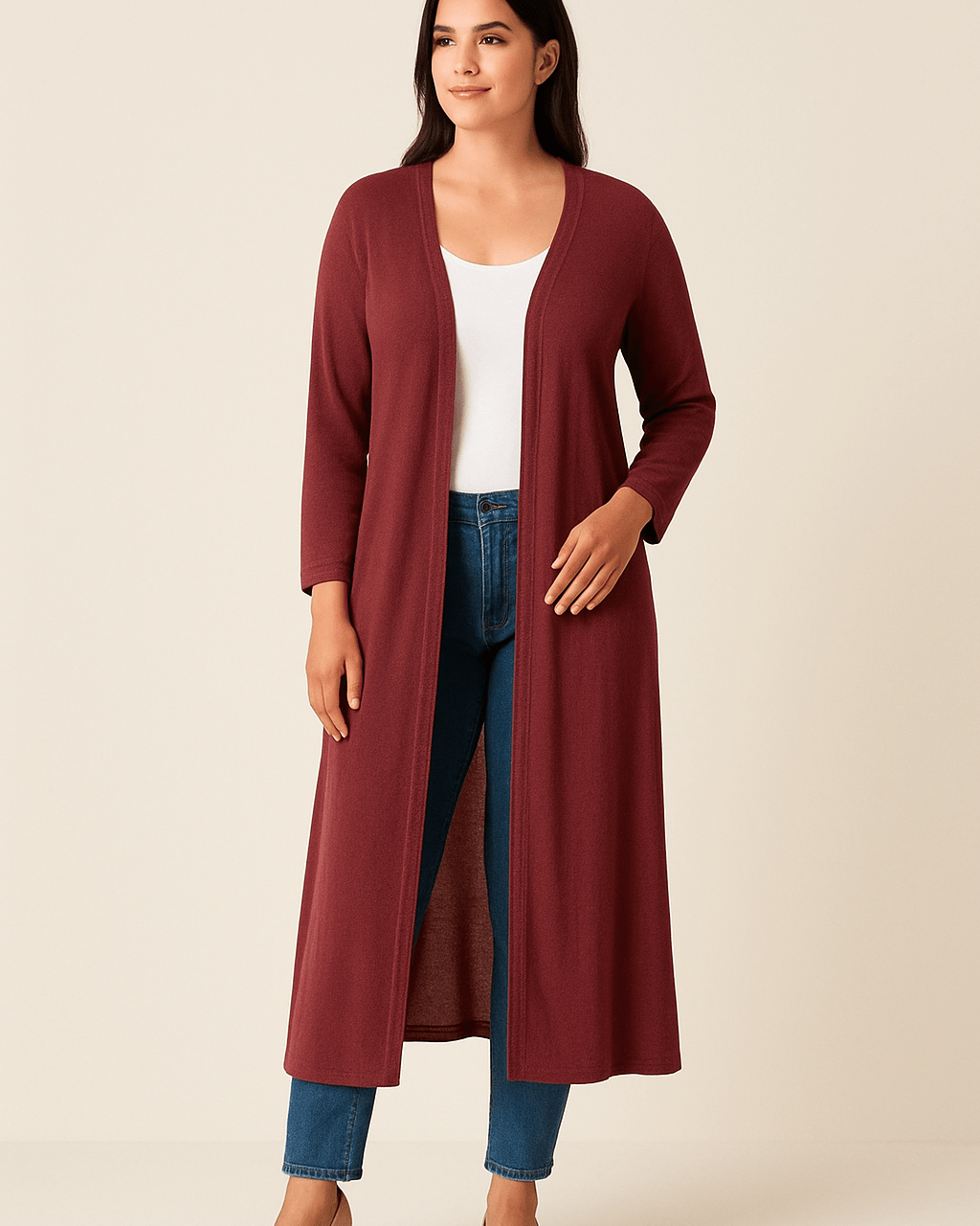 Dames Lang Vest - Open Voorkant en V - Halslijn - ZAMISI