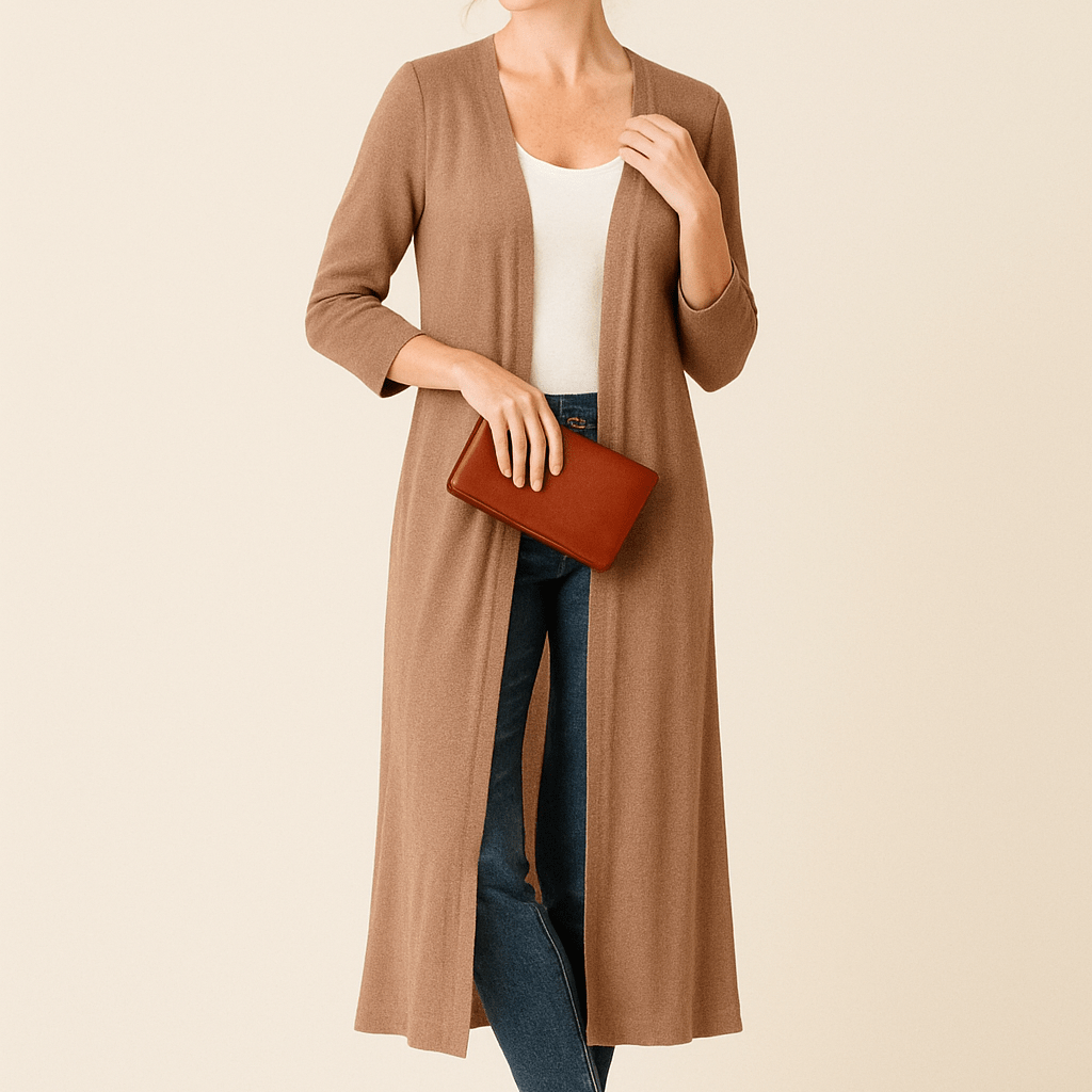 Dames Lang Vest - Open Voorkant en V - Halslijn - ZAMISI