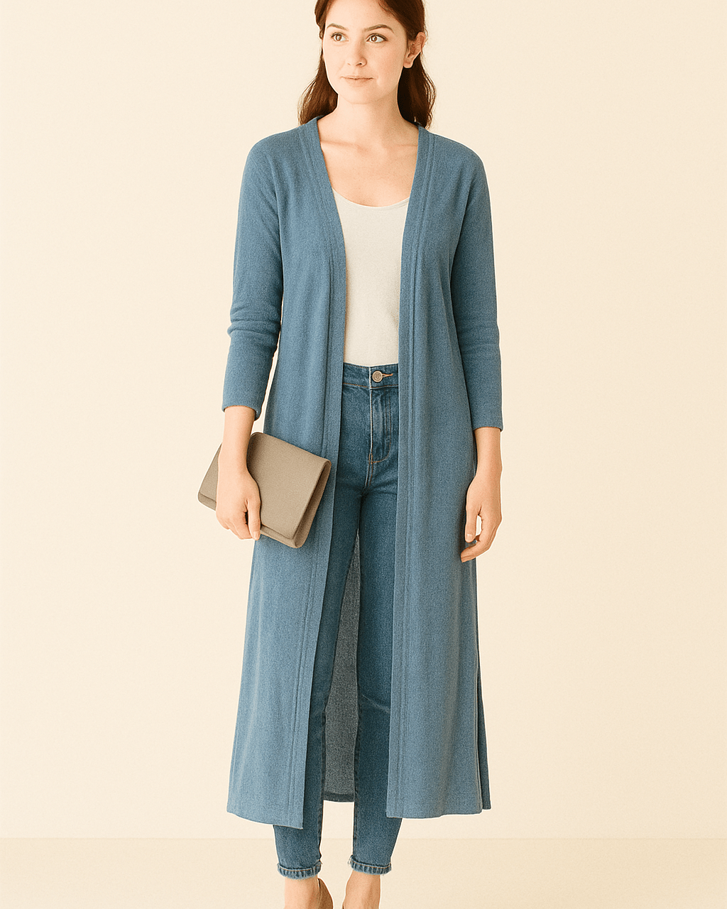 Dames Lang Vest - Open Voorkant en V - Halslijn - ZAMISI