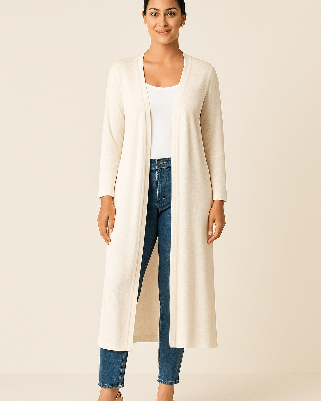 Dames Lang Vest - Open Voorkant en V - Halslijn - ZAMISI