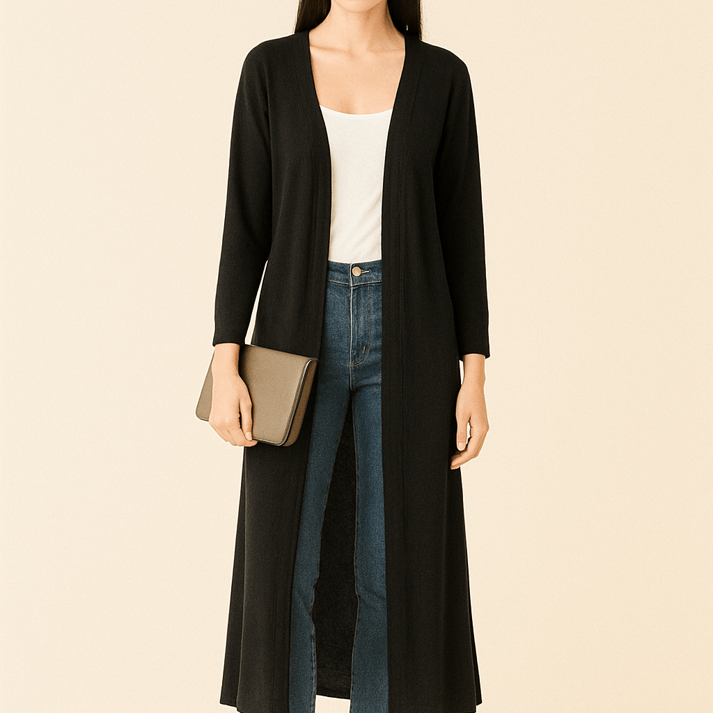 Dames Lang Vest - Open Voorkant en V - Halslijn - ZAMISI