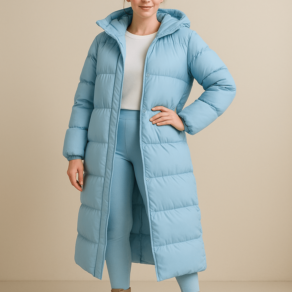 Dames Lange Gewatteerde Jas - Met Capuchon en Maxi Lengte - ZAMISI