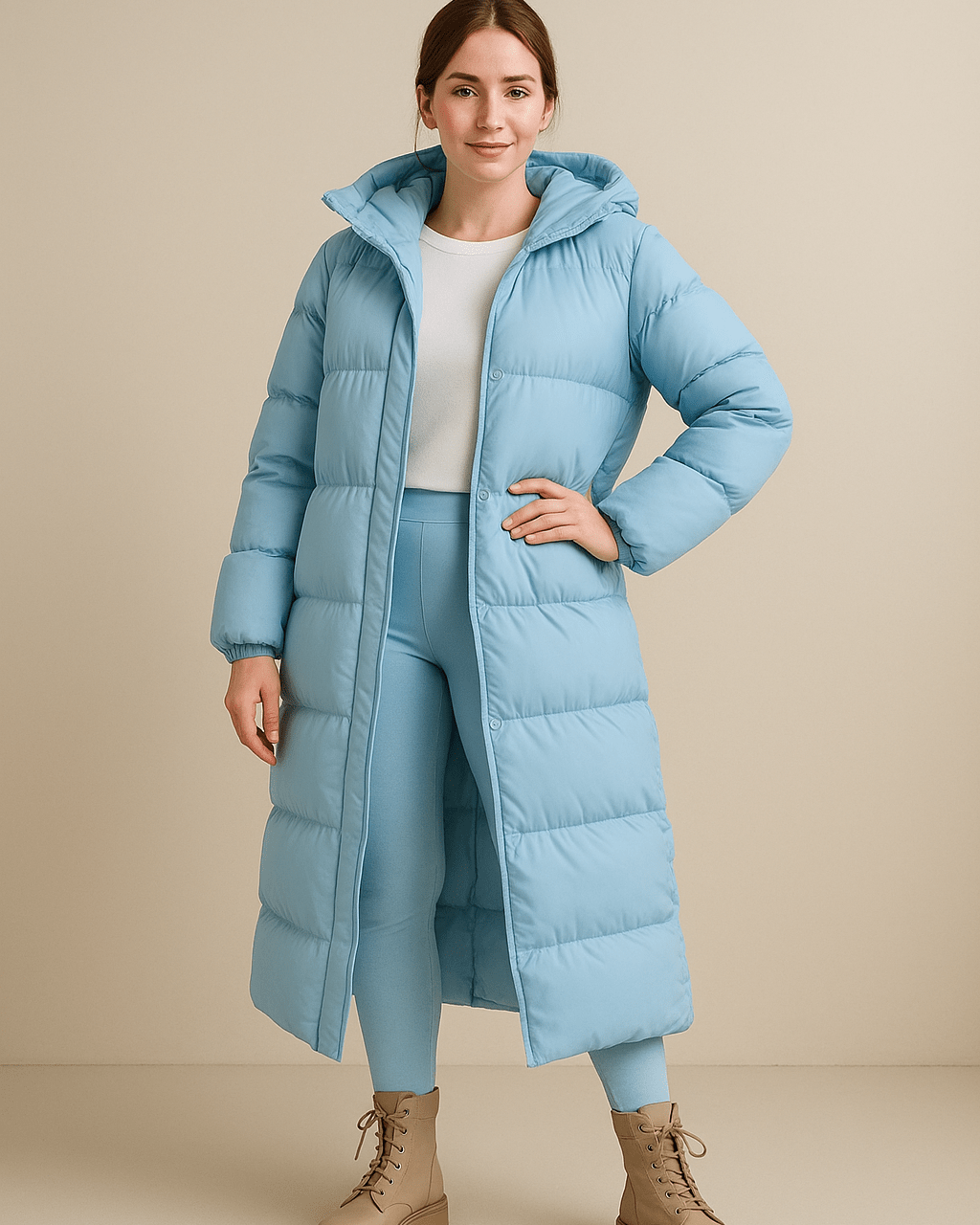 Dames Lange Gewatteerde Jas - Met Capuchon en Maxi Lengte - ZAMISI