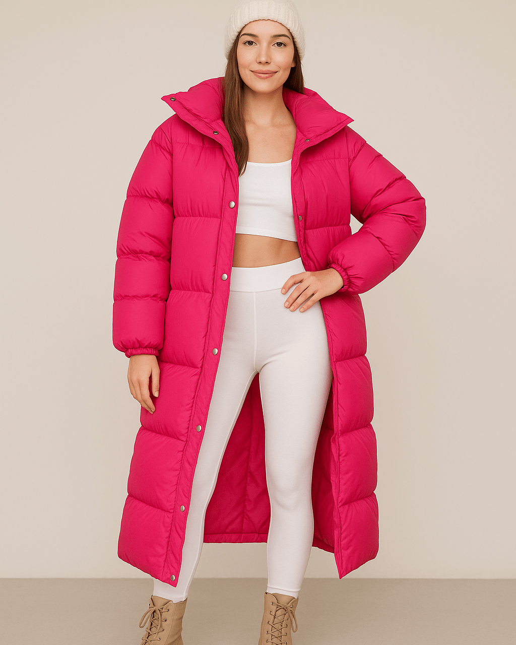 Dames Lange Gewatteerde Jas - Met Capuchon en Maxi Lengte - ZAMISI