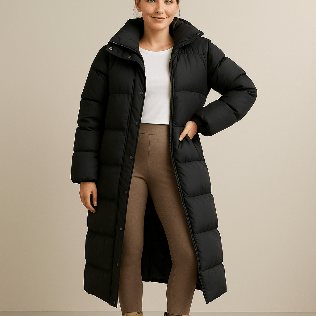 Dames Lange Gewatteerde Jas - Met Capuchon en Maxi Lengte - ZAMISI