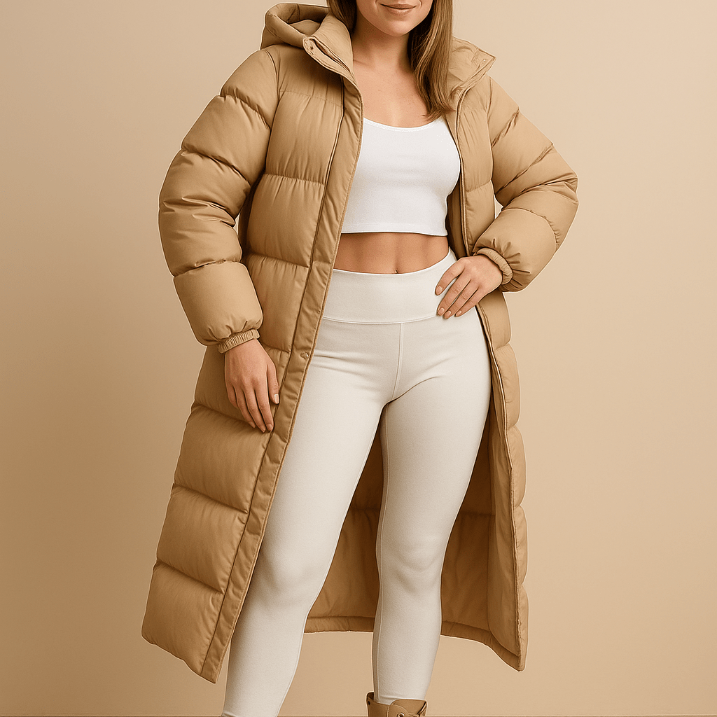 Dames Lange Gewatteerde Jas - Met Capuchon en Maxi Lengte - ZAMISI