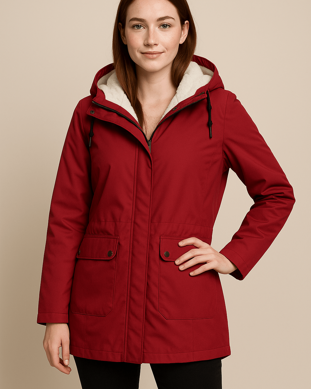 Dames Parka met Capuchon - Ritssluiting en Klepzakken - ZAMISI