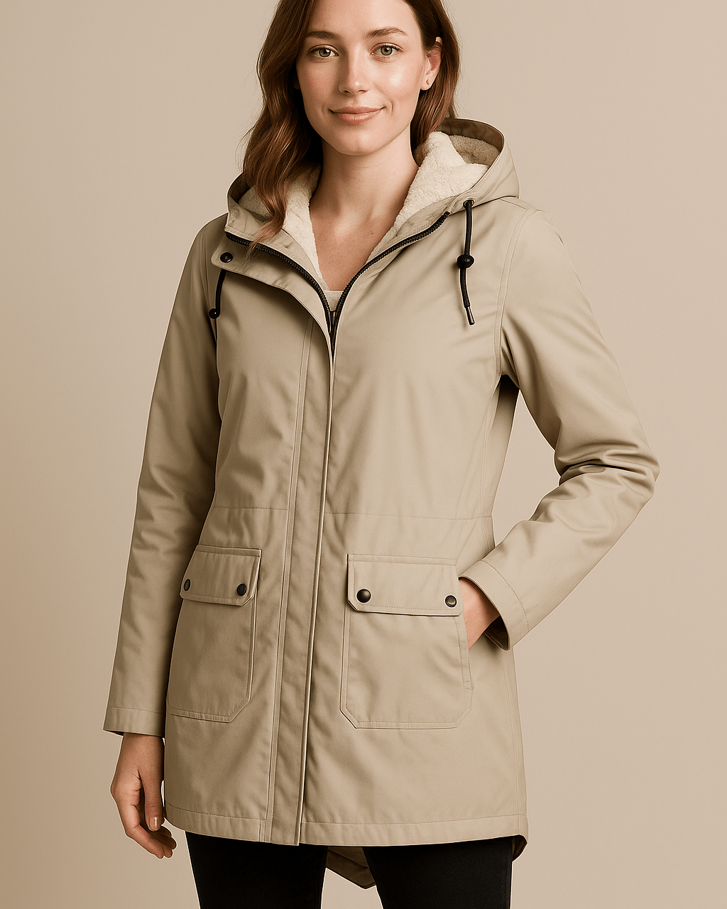 Dames Parka met Capuchon - Ritssluiting en Klepzakken - ZAMISI