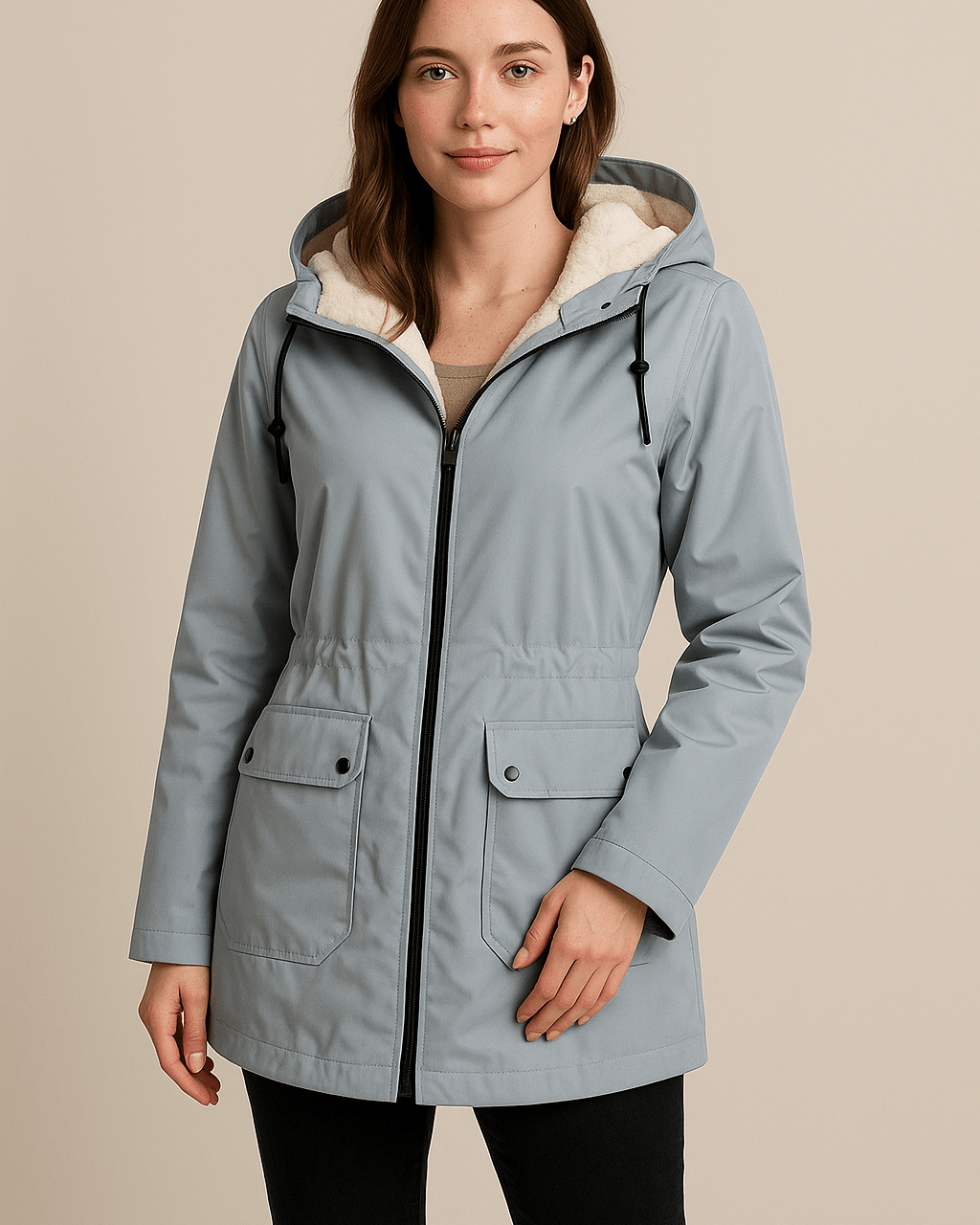 Dames Parka met Capuchon - Ritssluiting en Klepzakken - ZAMISI