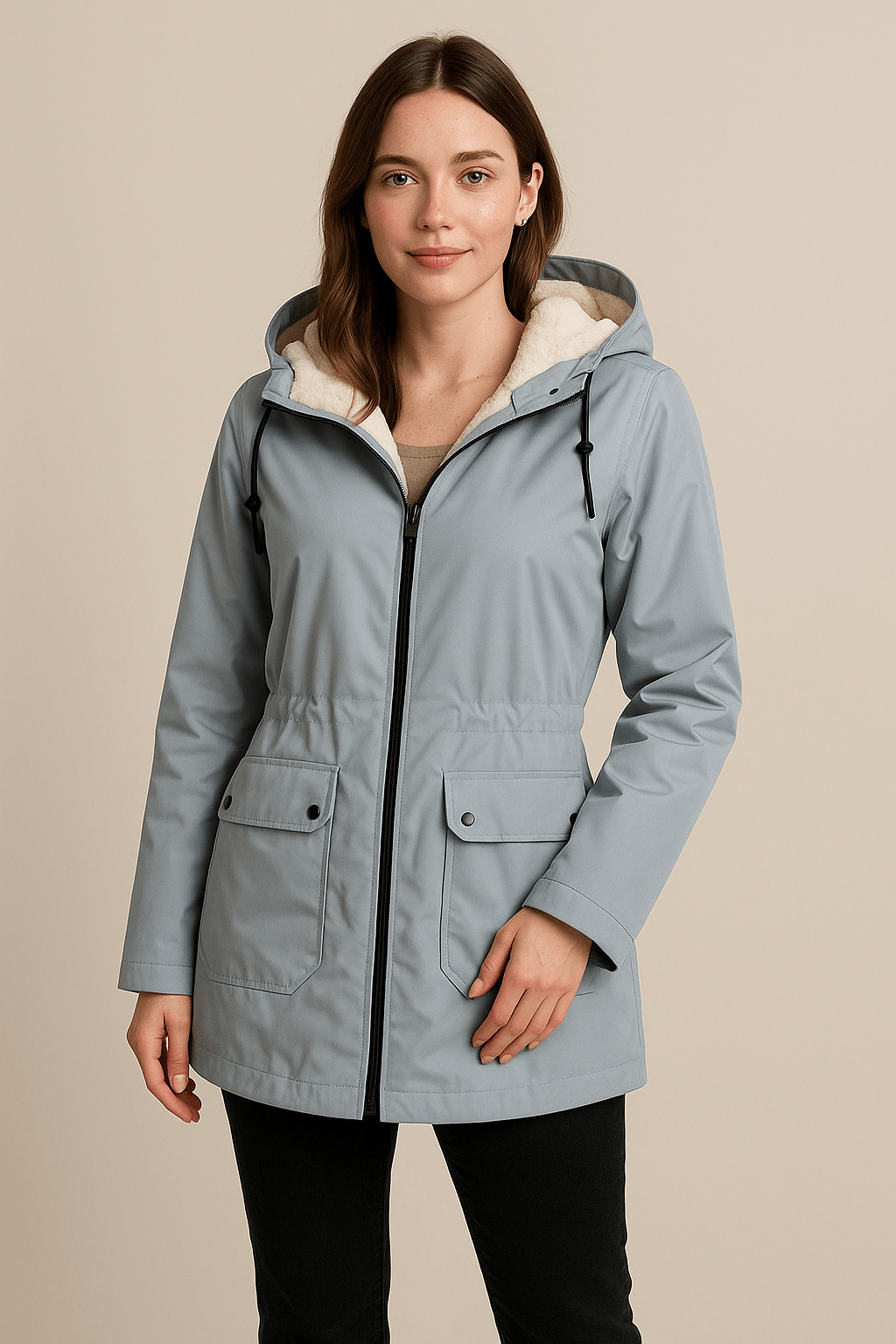 Dames Parka met Capuchon - Ritssluiting en Klepzakken - ZAMISI