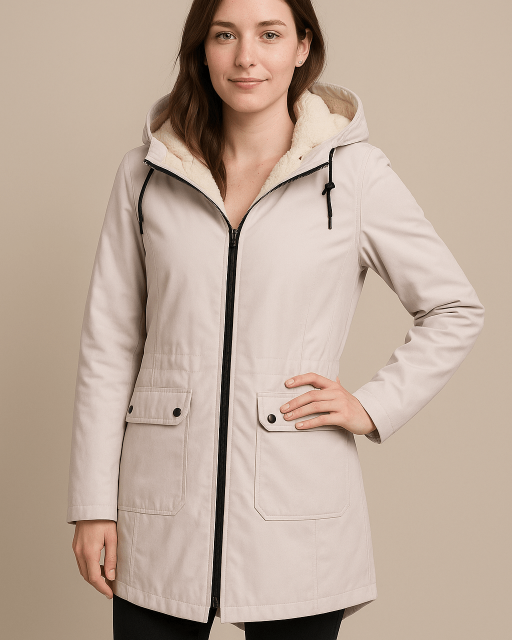 Dames Parka met Capuchon - Ritssluiting en Klepzakken - ZAMISI