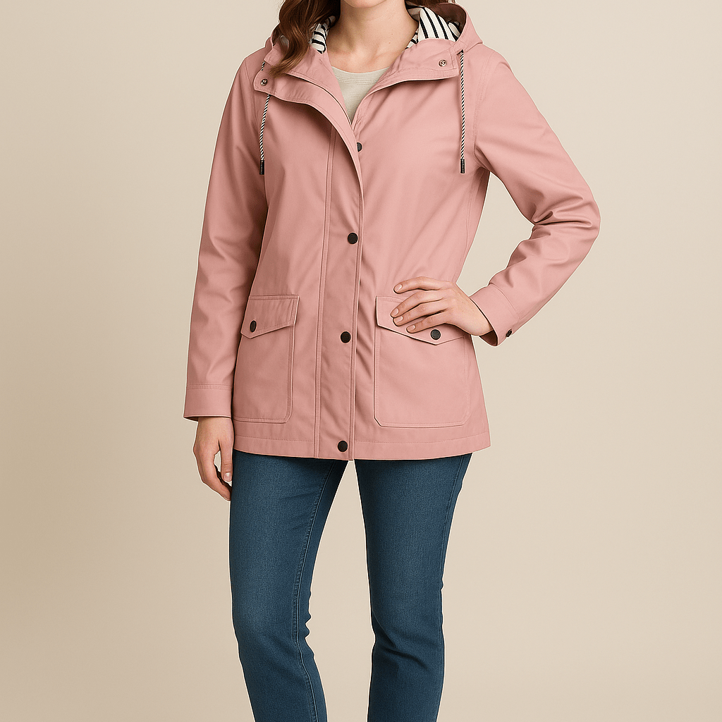 Dames Regenjas met Capuchon - Drukknopen en Klepzakken - ZAMISI