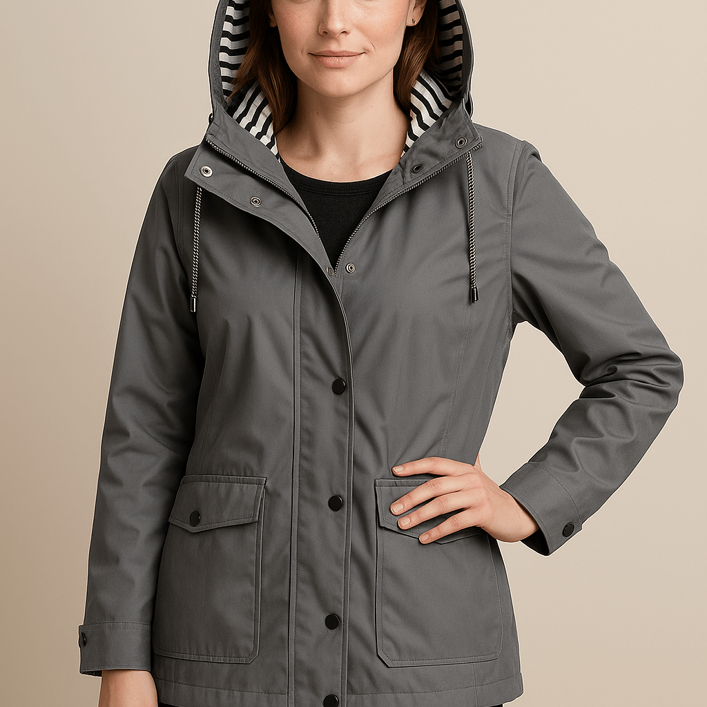 Dames Regenjas met Capuchon - Drukknopen en Klepzakken - ZAMISI