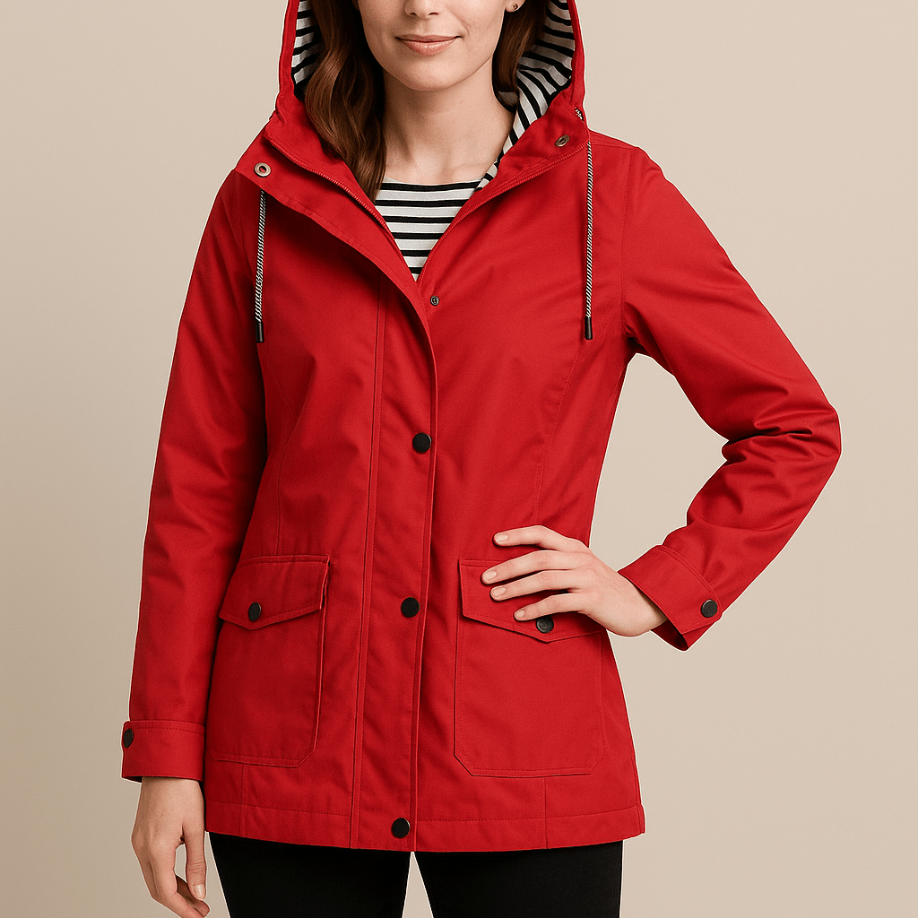 Dames Regenjas met Capuchon - Drukknopen en Klepzakken - ZAMISI