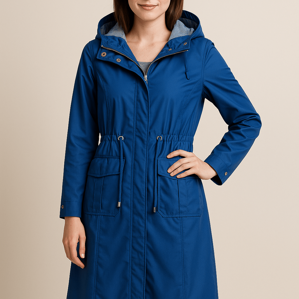 Dames Regenjas met Capuchon - Trekkoord in de Taille en Klepzakken - ZAMISI