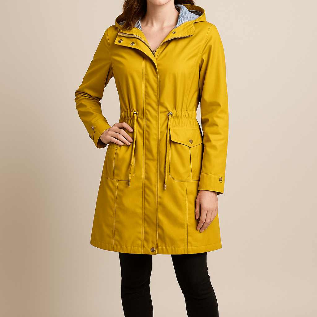 Dames Regenjas met Capuchon - Trekkoord in de Taille en Klepzakken - ZAMISI