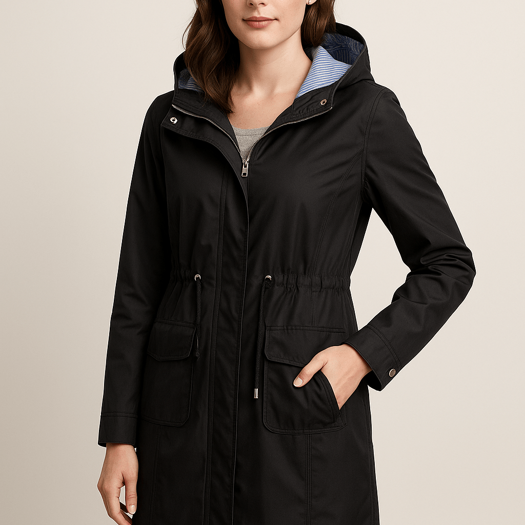 Dames Regenjas met Capuchon - Trekkoord in de Taille en Klepzakken - ZAMISI