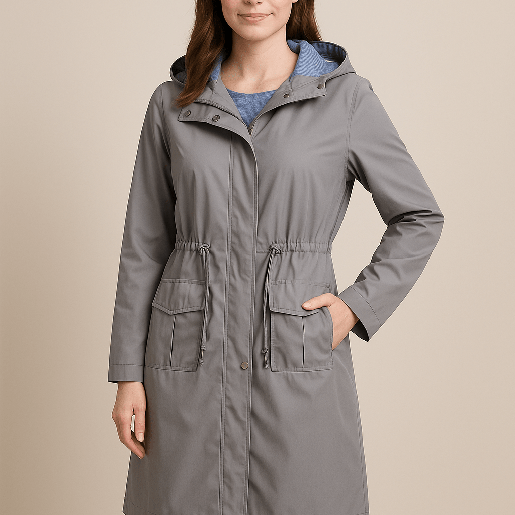 Dames Regenjas met Capuchon - Trekkoord in de Taille en Klepzakken - ZAMISI