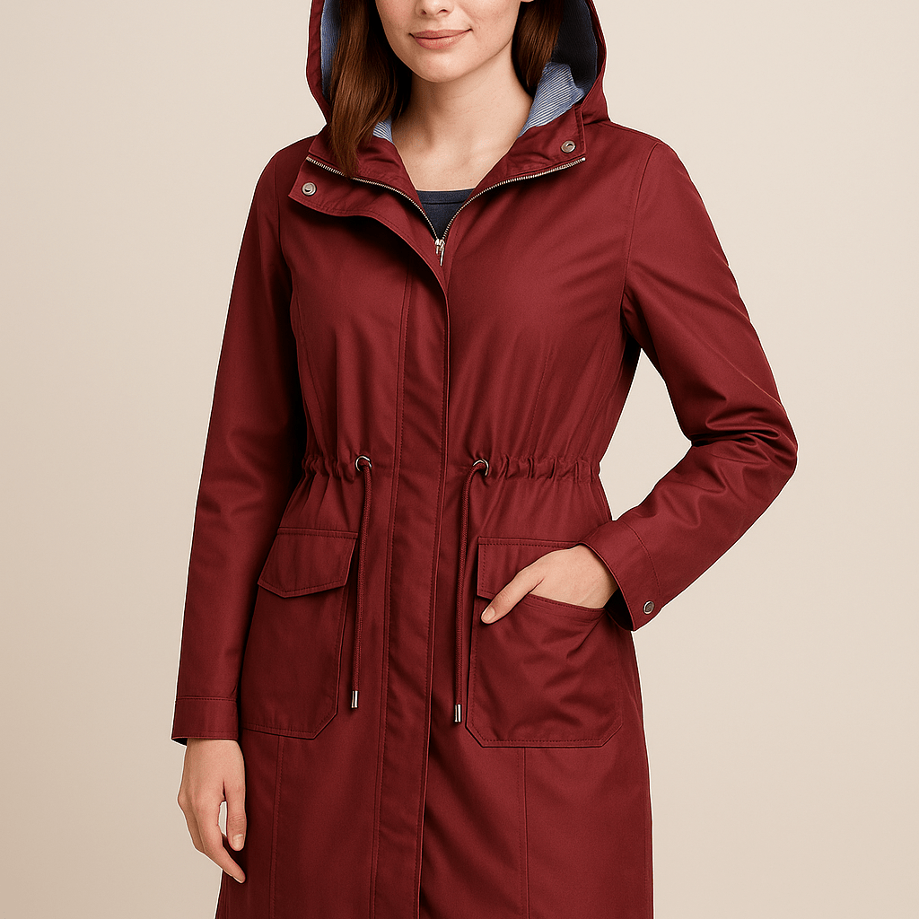 Dames Regenjas met Capuchon - Trekkoord in de Taille en Klepzakken - ZAMISI