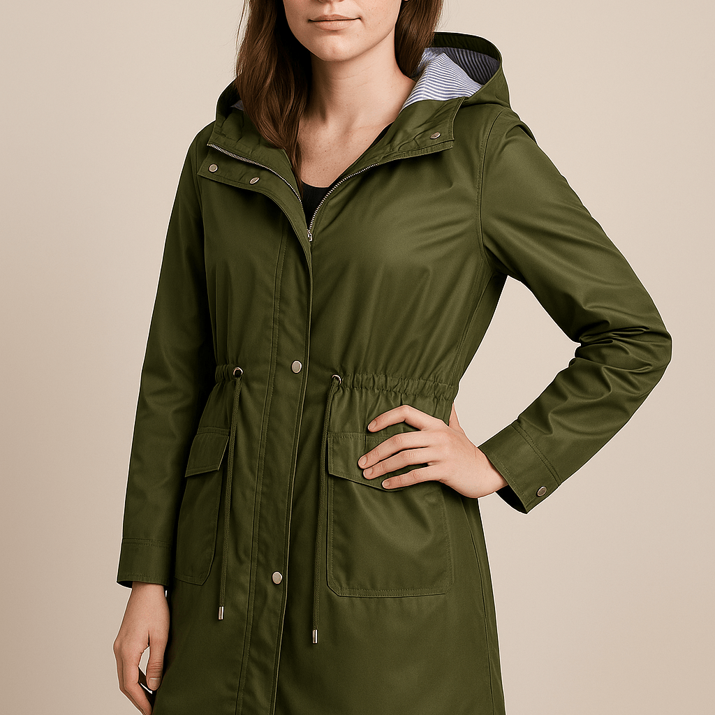 Dames Regenjas met Capuchon - Trekkoord in de Taille en Klepzakken - ZAMISI