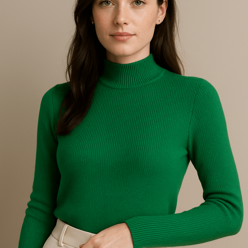 Dames Trui Met Opstaande Kraag - Geribd Breiwerk en Lange Mouwen - ZAMISI