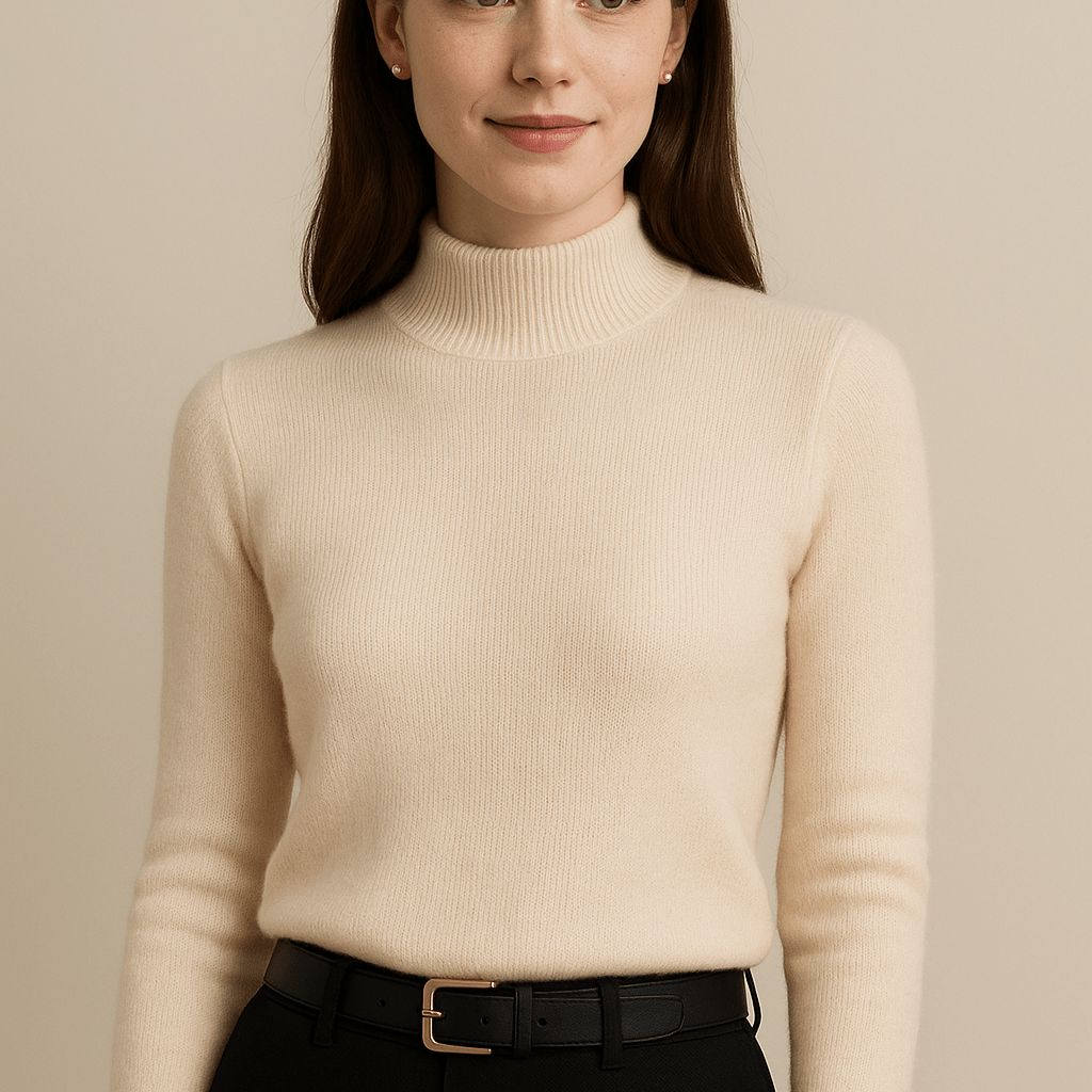 Dames Trui Met Opstaande Kraag - Geribd Breiwerk en Lange Mouwen - ZAMISI