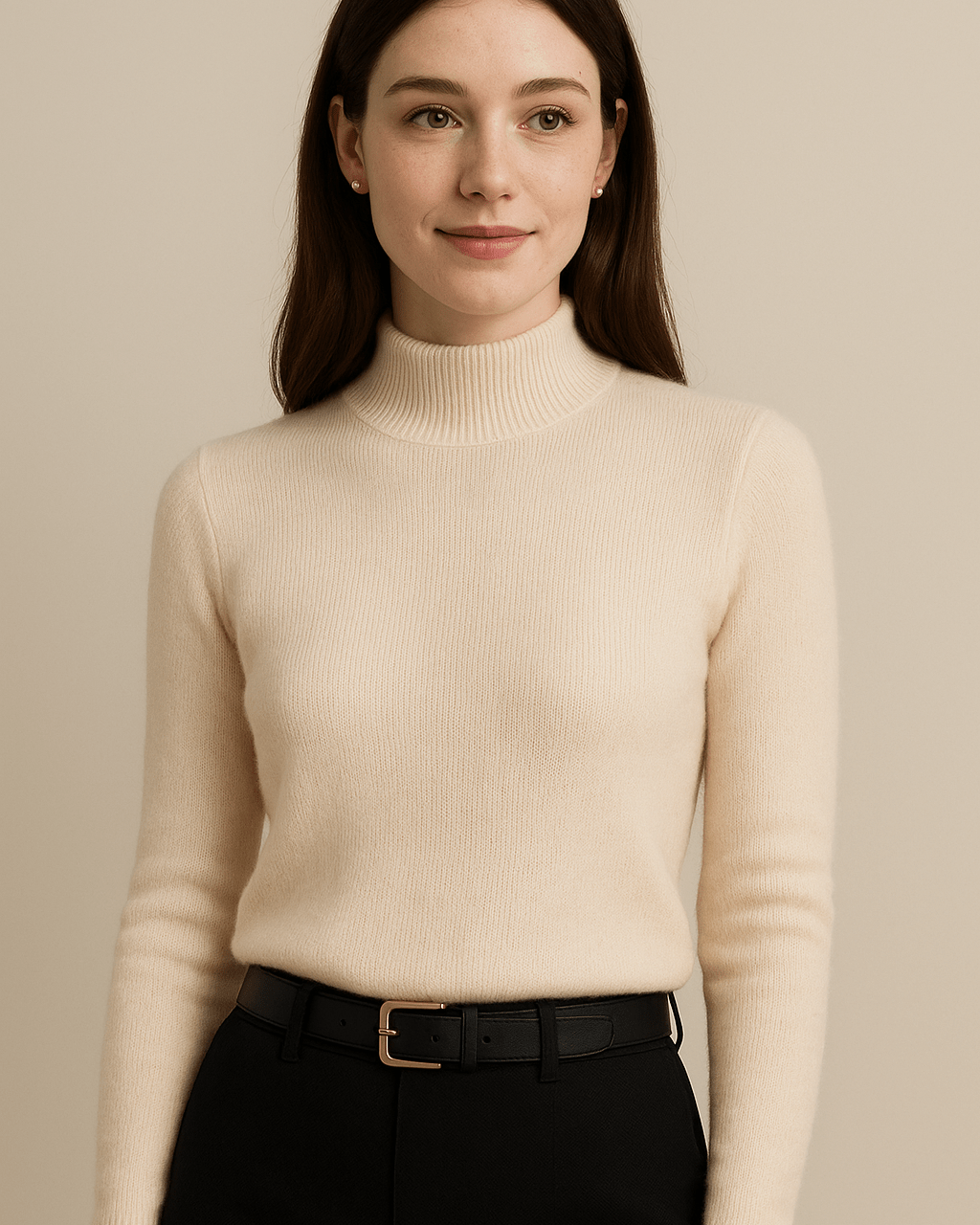 Dames Trui Met Opstaande Kraag - Geribd Breiwerk en Lange Mouwen - ZAMISI