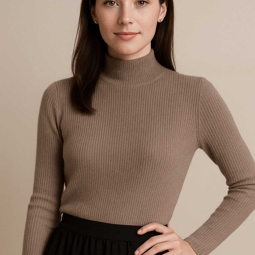 Dames Trui Met Opstaande Kraag - Geribd Breiwerk en Lange Mouwen - ZAMISI