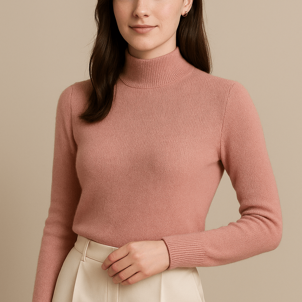 Dames Trui Met Opstaande Kraag - Geribd Breiwerk en Lange Mouwen - ZAMISI