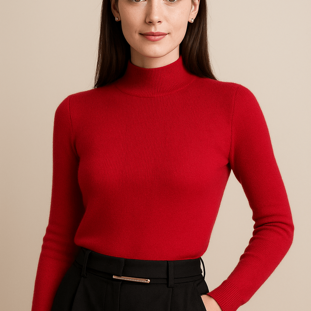 Dames Trui Met Opstaande Kraag - Geribd Breiwerk en Lange Mouwen - ZAMISI