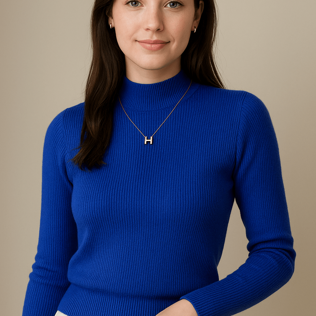 Dames Trui Met Opstaande Kraag - Geribd Breiwerk en Lange Mouwen - ZAMISI