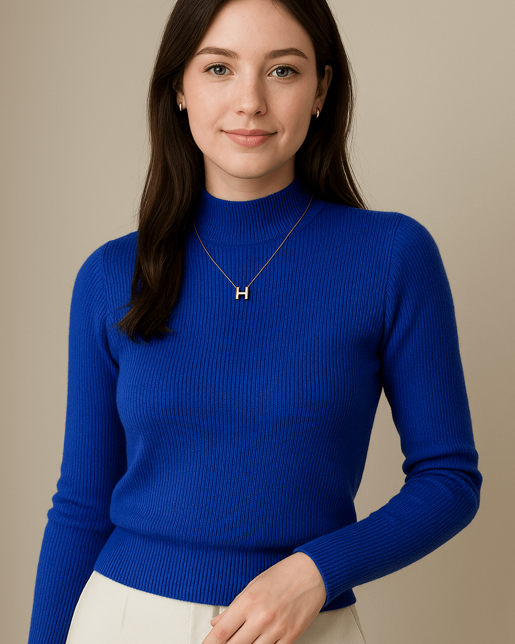 Dames Trui Met Opstaande Kraag - Geribd Breiwerk en Lange Mouwen - ZAMISI