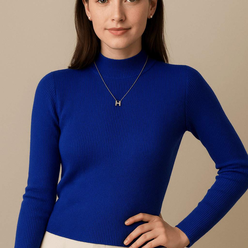 Dames Trui Met Opstaande Kraag - Geribd Breiwerk en Lange Mouwen - ZAMISI