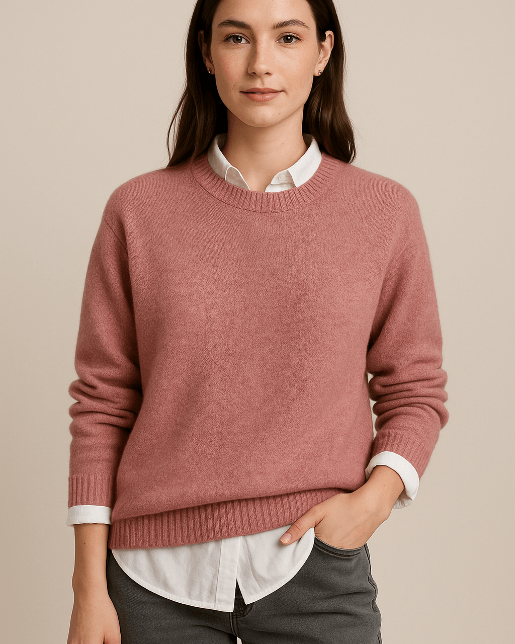 Dames Trui Met Ronde Hals - Ontspannen Pasvorm en Lange Mouwen - ZAMISI